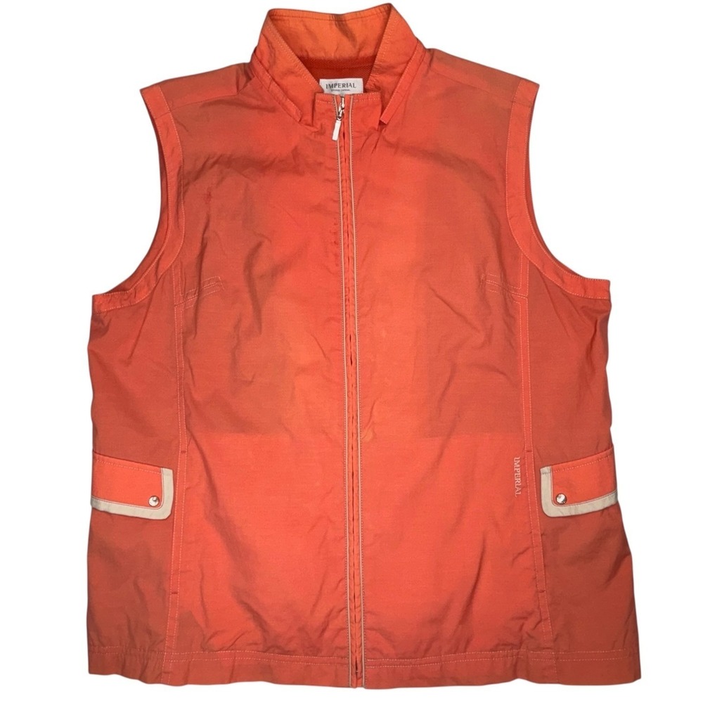 Imperial Hybrid‎ Casual Orange Golf Vest Womens L Zip Lightweight Full Zip